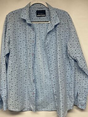 Casual Light Blue Printed Men's Button-Down Shirt by